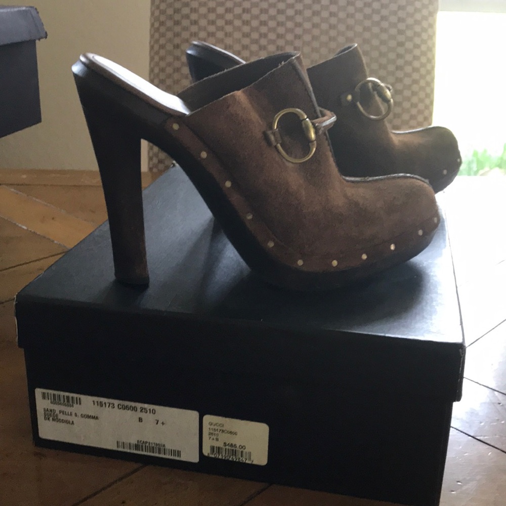 Gucci suede clogs
